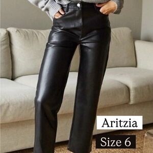Aritzia Sleek Black Faux Leather Trousers